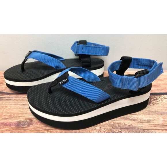 Teva Original Platform Sandals Ankle Strap Blue Black Womens 6 (7m54) - Picture 1 of 10